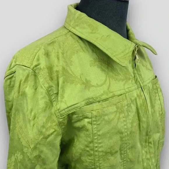 JONES NEW YORK Signature ladies medium lime zippered jacket textured print - Picture 6 of 12